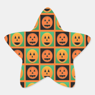 Happy Halloween pompoen gezichten Ster Sticker