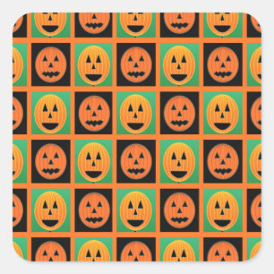 Happy Halloween pompoen gezichten Vierkante Sticker