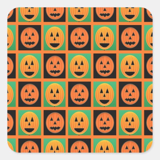 Happy Halloween pompoen gezichten Vierkante Sticker (Voorkant)