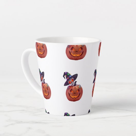Happy Halloween - pompoen Halloween Magic Latte Mok (Linkerhoek)