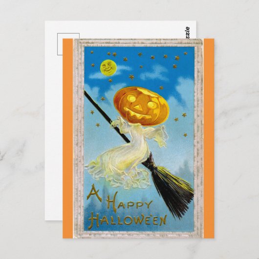 Happy Halloween pompoen heks Briefkaart (Voorkant / Achterkant)