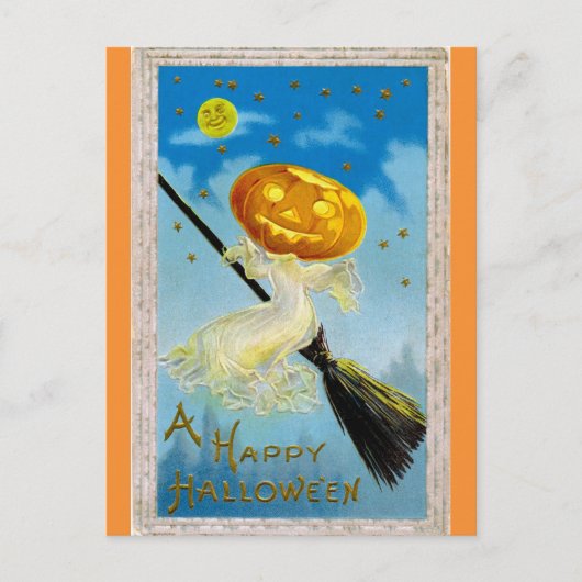  Happy Halloween pompoen heks Briefkaart (Voorkant)