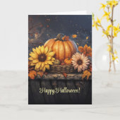 Happy Halloween Pompoen Herfst Herfst Bladbloem Kaart (Gele Bloem)