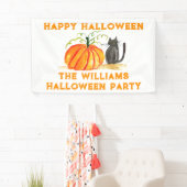 Happy Halloween Pompoen Kat kinder Spandoek (Insitu)