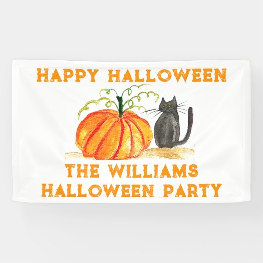 Happy Halloween Pompoen Kat kinder Spandoek (Horizontaal)