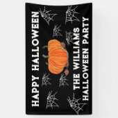Happy Halloween Pompoen Kat kinder Webs Spandoek (Verticaal)