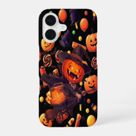 Happy Halloween pompoen kunstwerk iPhone 16 Hoesje
