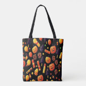 Happy Halloween pompoen kunstwerk Tote Bag (Achterkant)