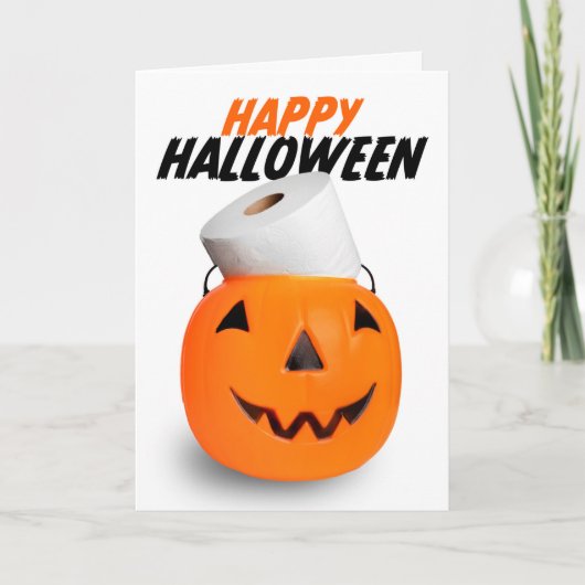 Happy Halloween pompoen met Humor van toiletpapier Feestdagen Kaart (Voorkant)