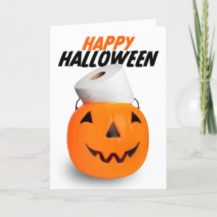 Happy Halloween pompoen met Humor van toiletpapier Feestdagen Kaart