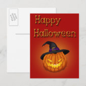 Happy Halloween-pompoen met Pet Briefkaart (Voorkant / Achterkant)