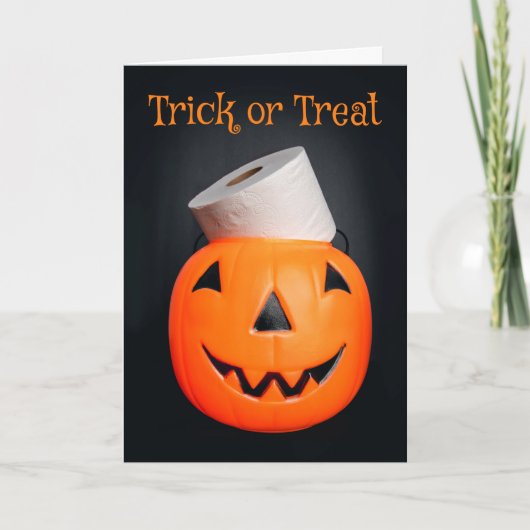 Happy Halloween pompoen met toiletpapier Feestdagen Kaart (Voorkant)