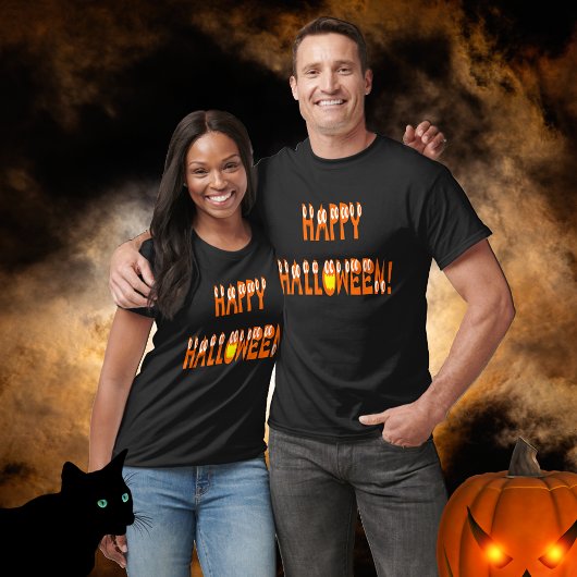 Happy Halloween Pompoen Oranje Tekst T-shirt