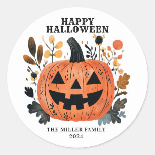 Happy Halloween pompoen ronde Stickers