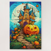 Happy Halloween | Pompoen & spookhuis Legpuzzel (Verticaal)