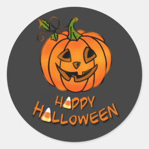 Happy Halloween   pompoen   suikermaïs Ronde Sticker