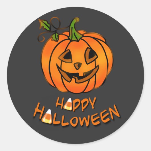 Happy Halloween | pompoen | suikermaïs Ronde Sticker (Voorkant)