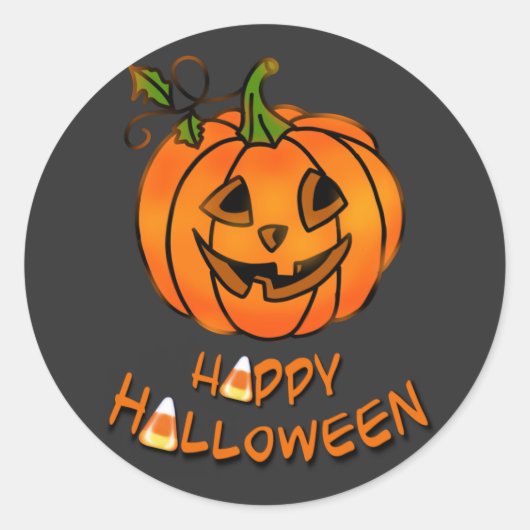 Happy Halloween | pompoen | suikermaïs Ronde Sticker (Voorkant)