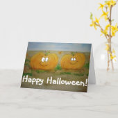 Happy Halloween pompoen vriend paar Schattigee Kaa Kaart (Gele Bloem)
