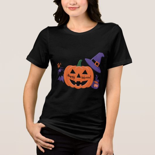 Happy Halloween Pompoen Vrouwen T-Shirt (Voorkant)