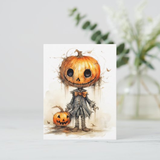 Happy Halloween | pompoenafwerking Briefkaart (Staand voorkant)