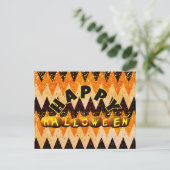 Happy Halloween pompoenen en Glitter Chevron Feestdagenkaart (Staand voorkant)