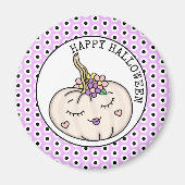 Happy Halloween | Pompoenen en Polka Dots Magneet (Voorkant)