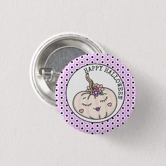 Happy Halloween | Pompoenen en Polka Dots Ronde Button 3,2 Cm (Voorkant /achterkant)