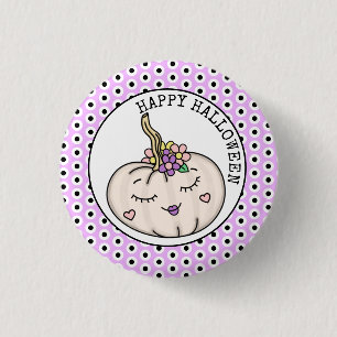 Happy Halloween Pompoenen en Polka Dots Ronde Button 3,2 Cm