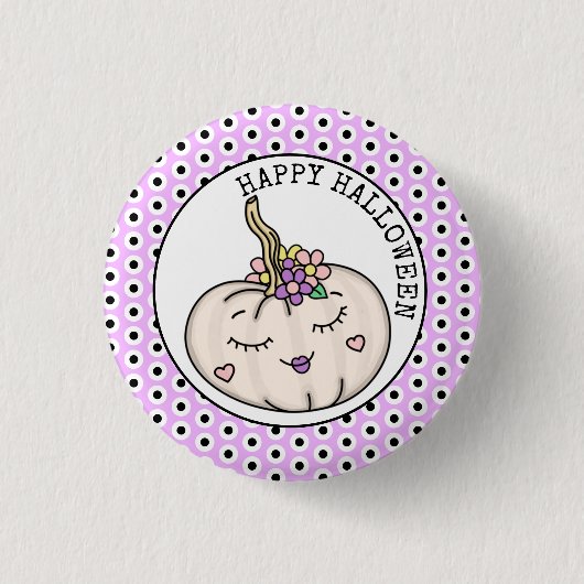 Happy Halloween | Pompoenen en Polka Dots Ronde Button 3,2 Cm (Voorkant)