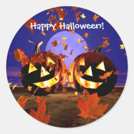 Happy Halloween pompoenen spelen Ronde Sticker