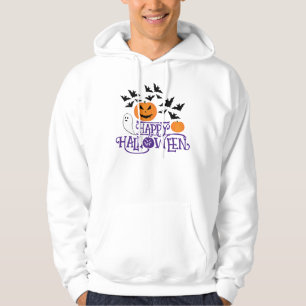 Happy Halloween pompoenen spook vleermuizen paarse Hoodie