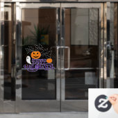 Happy Halloween pompoenen spook vleermuizen paarse Raamsticker (Kantoordeur)