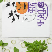 Happy Halloween pompoenen spook vleermuizen paarse Theedoek (Gevouwen)