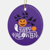 Happy Halloween pompoenen spook vleermuizen tekst  Keramisch Ornament (Links)