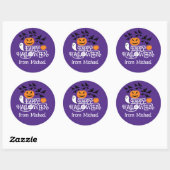 Happy Halloween pompoenen spook vleermuizen tekst  Ronde Sticker (Vel)