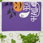Happy Halloween pompoenen spook vleermuizen tekst  Theedoek (Gevouwen)