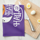 Happy Halloween pompoenen spook vleermuizen tekst  Theedoek (Quarter Fold)