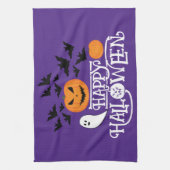 Happy Halloween pompoenen spook vleermuizen tekst  Theedoek (Verticaal)