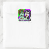 Happy Halloween | Pop Art zombie Vampire Vierkante Sticker (Tas)