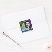 Happy Halloween | Pop Art zombie Vampire Vierkante Sticker (Envelop)