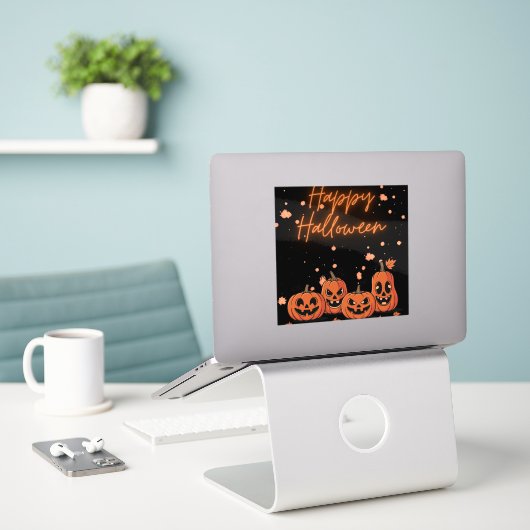 Happy Halloween Postcard Sticker (Laptop op bureau)
