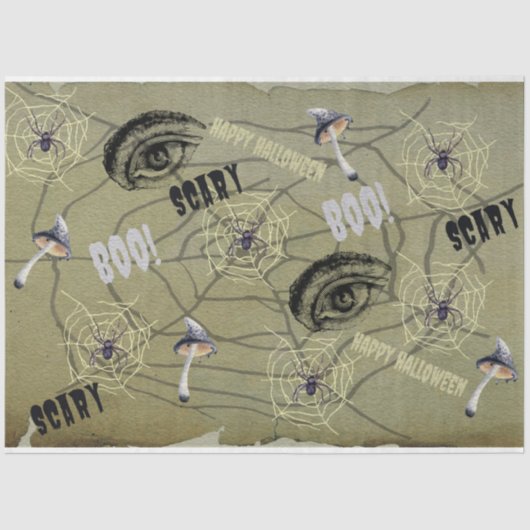 Happy Halloween Psychedelic Mushroom Patroon Tissuepapier (Voorkant)