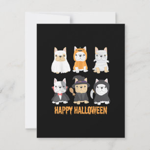 Happy Halloween Pug Dogs Cute French Bulldog Lover Bedankkaart