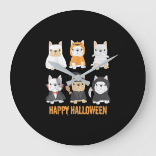 Happy Halloween Pug Dogs Cute French Bulldog Lover Grote Klok