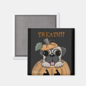 Happy Halloween-Pug in Jack O' Lantern Magneet (Voorkant / Achterkant)