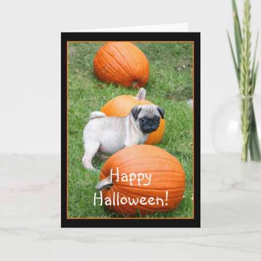 Happy Halloween Pug puppy wenskaart Kaart (Voorkant)