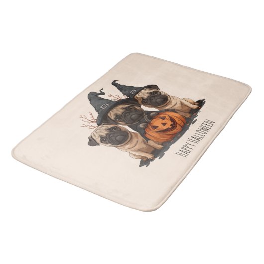 Happy Halloween Pugs Jack O Lanterns Badmat (Gekanteld)