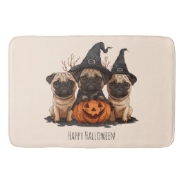 Happy Halloween Pugs Jack O Lanterns Badmat