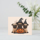 Happy Halloween Pugs Jack O Lanterns Briefkaart (Staand voorkant)